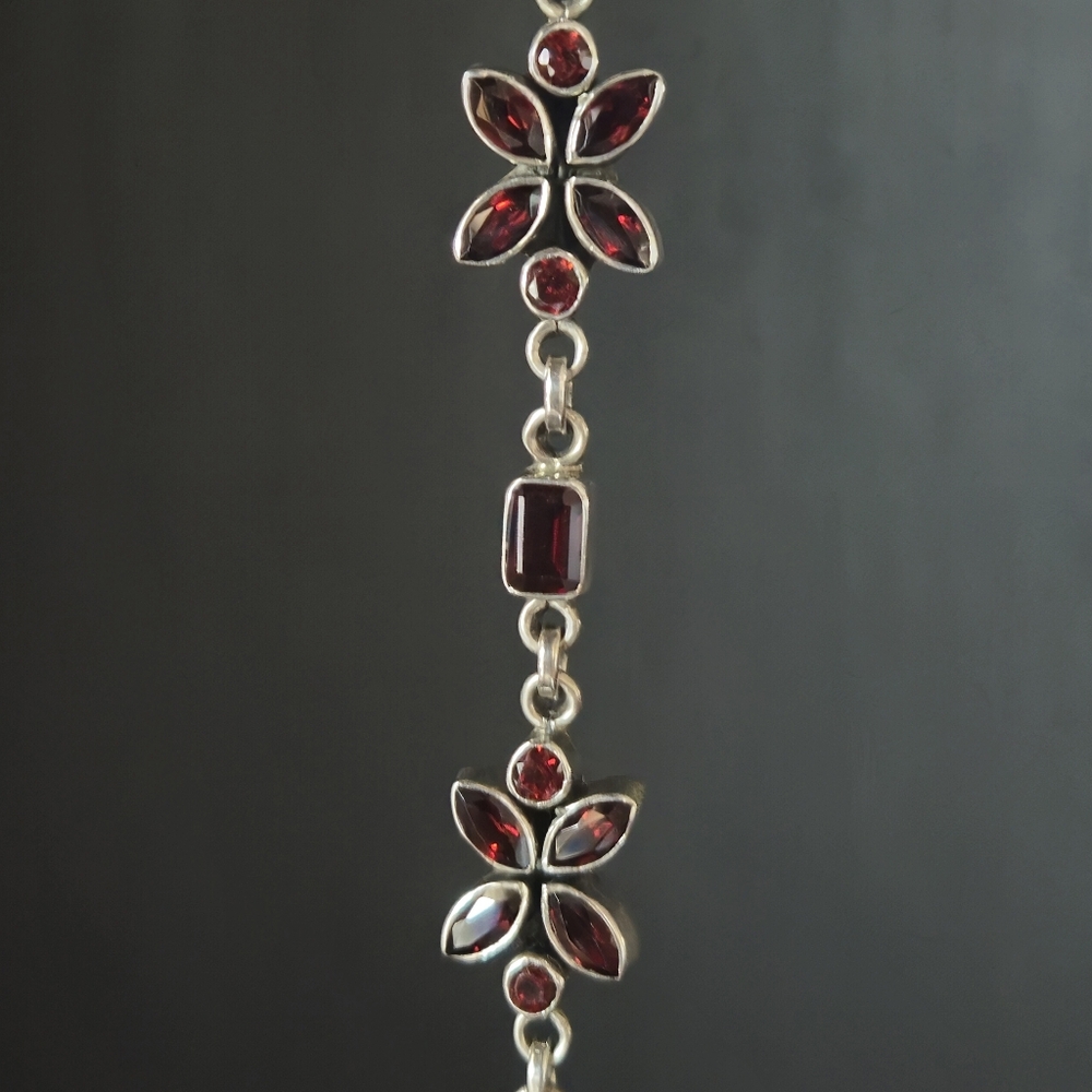 NICKY BUTLER 925 Sterling Silver Designer NB Bracelet Mozambique Garnet 7.25" - Picture 8 of 16